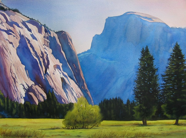 624x462 Half Dome Majesty - Yosemite Watercolor