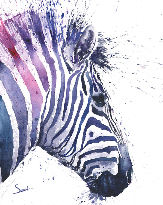 550x692 Zebra Watercolor Print Watercolor Animal Paintings - Zebra Watercolor
