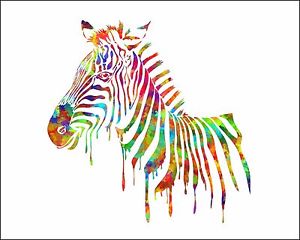 300x240 Zebra Watercolor Print Multi Color Art Picture Silhouette Painting - Zebra Watercolor