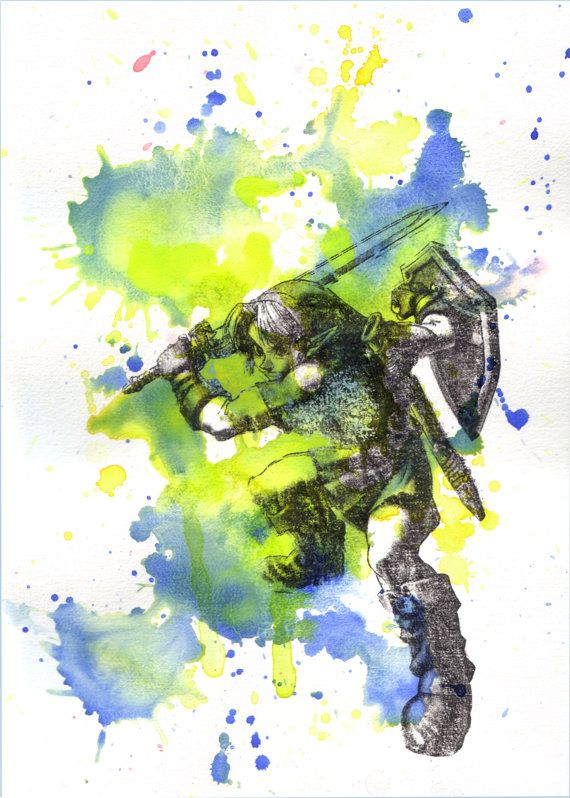 570x798 Link From Zelda Watercolor Painting - Zelda Watercolor