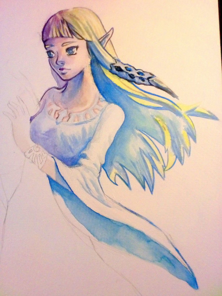 774x1032 Zelda Watercolor (Unfinished) - Zelda Watercolor