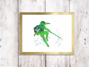 300x225 Legend Zelda Watercolor A4 Glossy Poster Print Nursery Picture - Zelda Watercolor