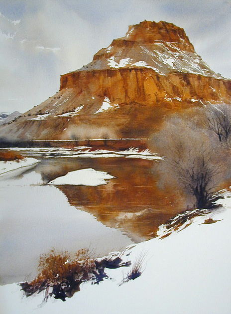 464x630 Robert Highsmith Snow Scenes A Zen Moment Watercolor 30 X - Zen Watercolor