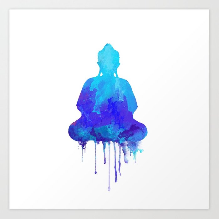 700x700 Watercolor Zen Buddha Blue Art Print By Thubakabra Society6 - Zen Watercolor