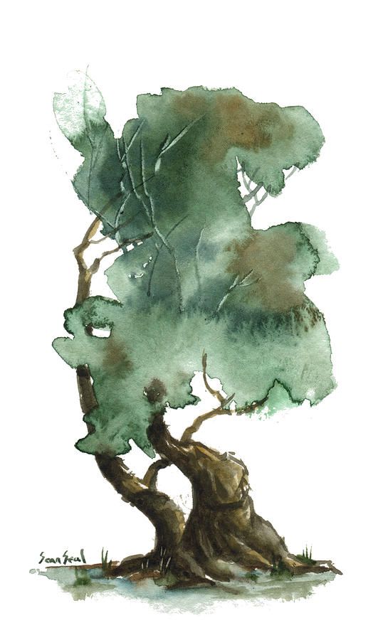 538x900 Zen Tree Painting - Zen Watercolor