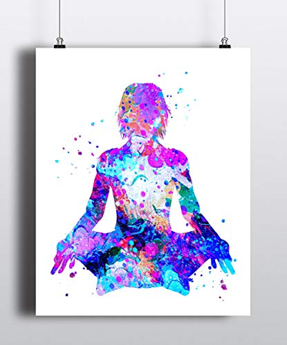 415x500 Yoga Pose Watercolor Art Print, Wall Art, Poster - Zen Watercolor