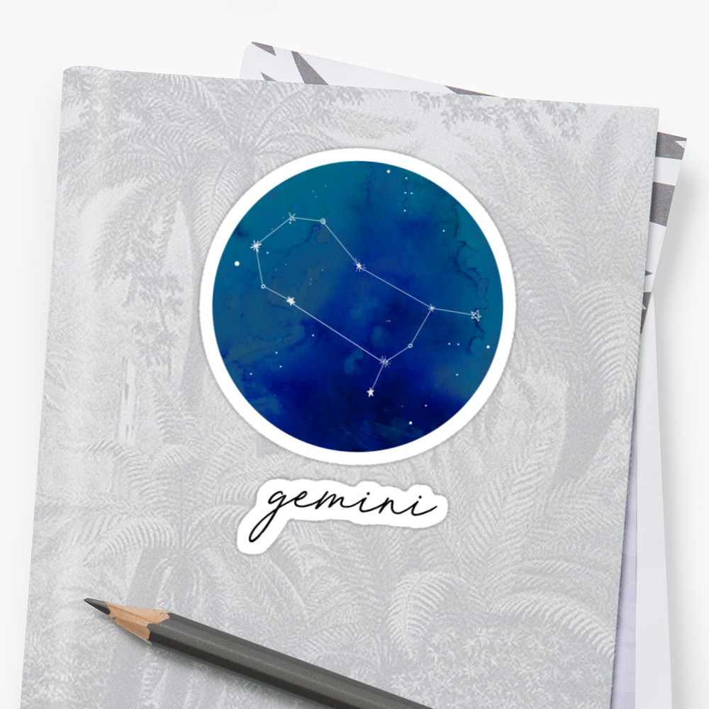 1000x1000 Gemini Zodiac Watercolor Constellation Stickers By Aterkaderk - Zodiac Watercolor