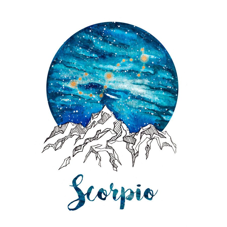 900x900 Scorpio Zodiac Watercolour Painting Pretty Me - Zodiac Watercolor