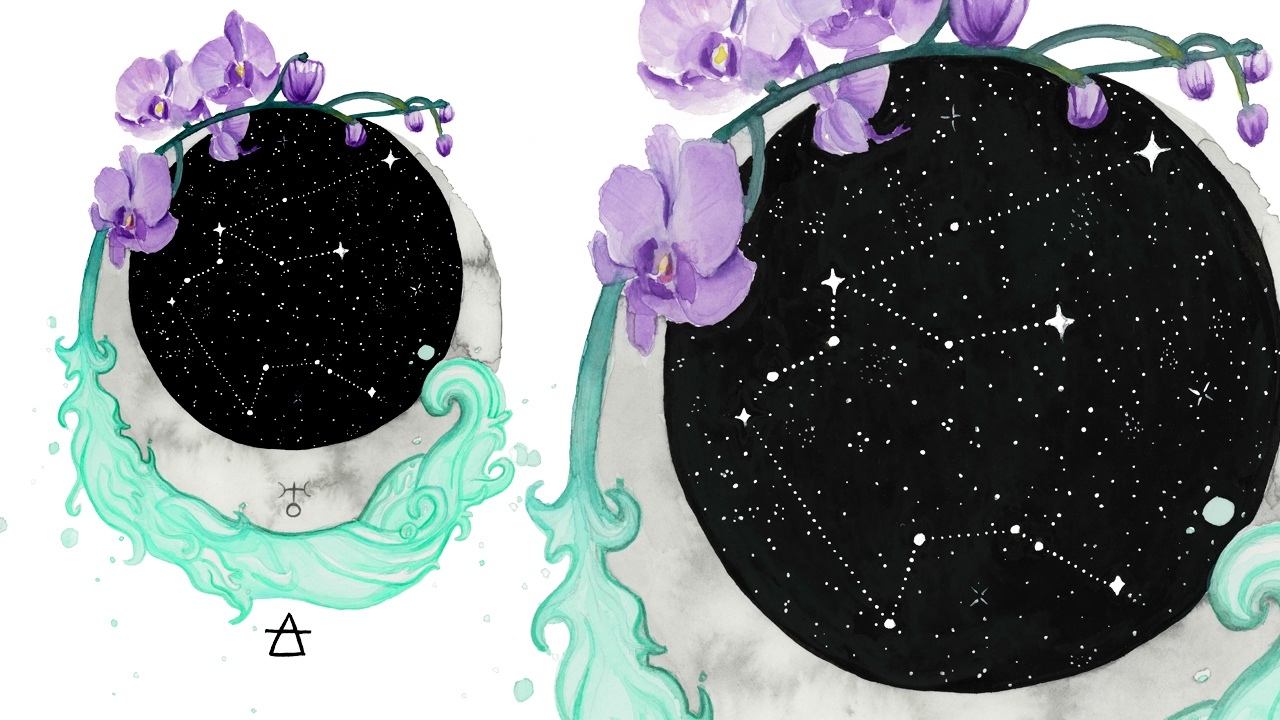 1280x720 Aquarius Watercolor - Zodiac Watercolor