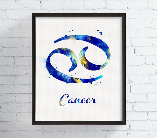 642x566 Cancer Sign Print Cancer Zodiac Watercolor Cancer Art Etsy - Zodiac Watercolor
