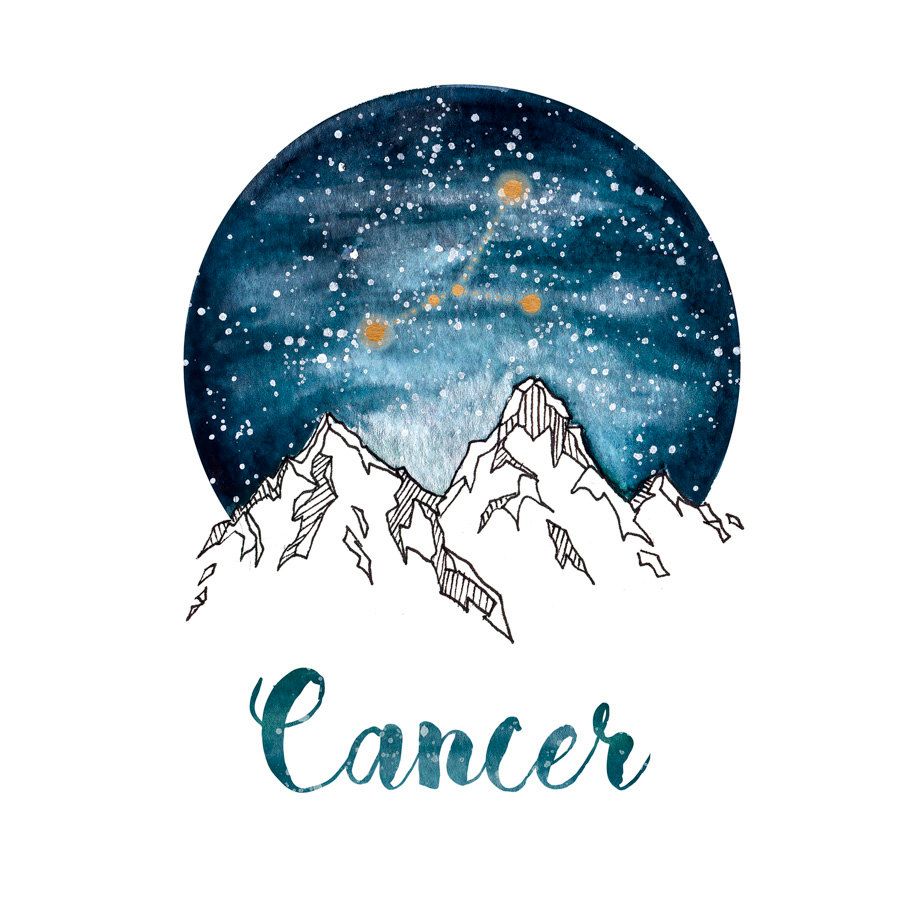 900x900 Cancer Zodiac Watercolour Painting Tattoos - Zodiac Watercolor