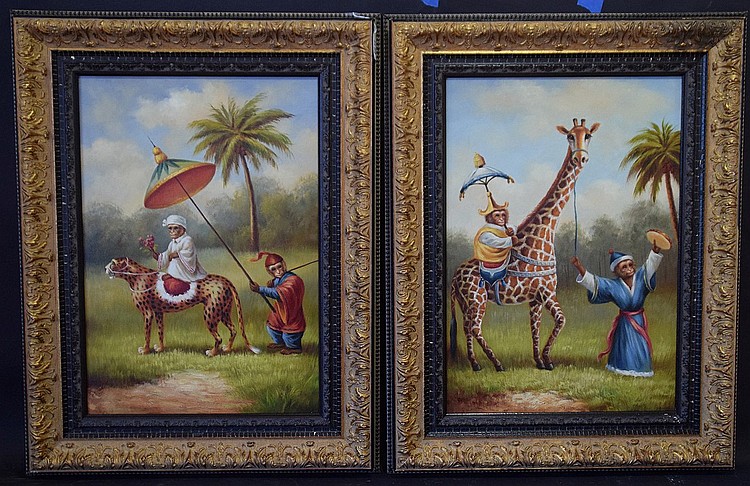 750x486 2 Decorative Monkey Amp Animal Paintings, Painting 13 12 X 19 - 1 Painting