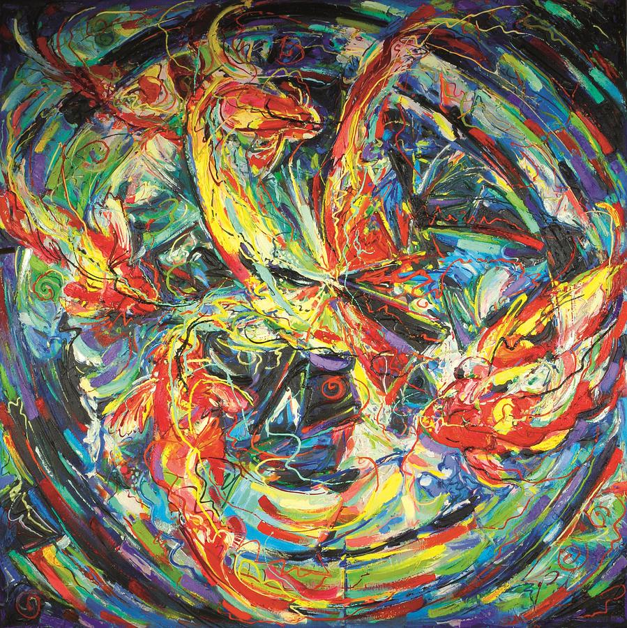 899x900 Carnival Of Red Fish 1 Painting By Pawel Polisiak - 1 Painting