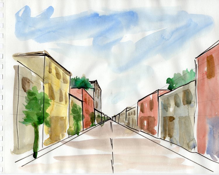 750x599 Perspective Painting One Point Perspective Drawings Watercolor - 1 Point Perspective Painting