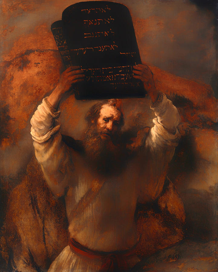 721x900 Moses With The Ten Commandments Painting By Mountain Dreams - 10 Commandments Painting