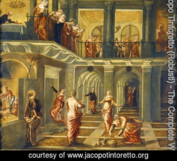 600x547 Jacopo Tintoretto (Robusti) - 10 Virgins Painting