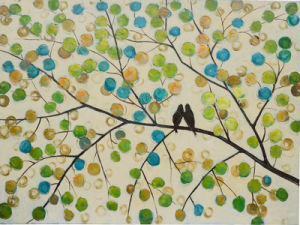 300x225 China Two Birds Oil Painting On Canvas 100% Handmade Wall Image - 100 Birds Painting