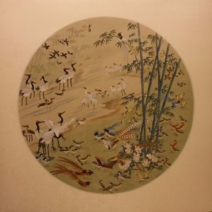 299x300 Nn105 Chinese Painting On Silk Dia 100 Birds - 100 Birds Painting