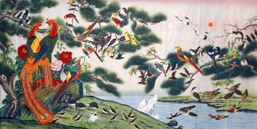 370x186 Page 3 Chinese Phoenix Paintings, China Phoenix Art Scrolls - 100 Birds Painting