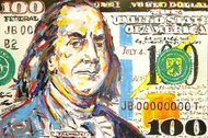 190x126 Benjamin Franklin 100 Dollar Bill Yellow 17.5x40 John Stango - 100 Dollar Bill Painting