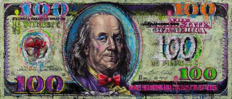 480x205 100 Dollar Money Painting By Brent Estabrook Brentestabrook - 100 Dollar Bill Painting