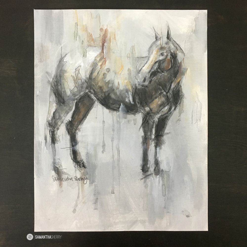 1000x1000 Day 86, July 13 Samantha Sherry Fine Art - 100 Horses Painting