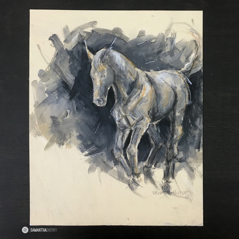 1000x1000 Day 87, July 14 Samantha Sherry Fine Art - 100 Horses Painting