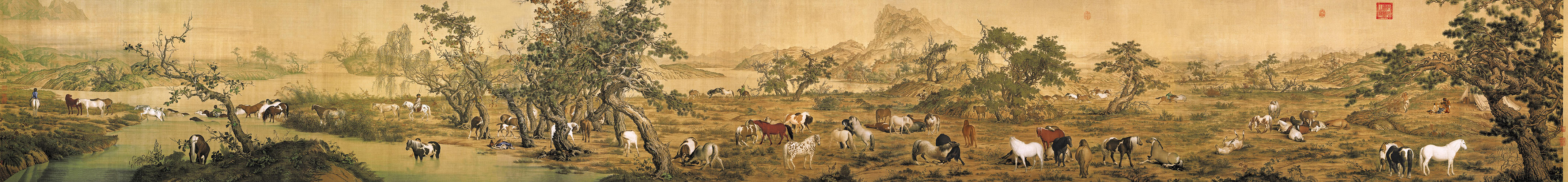4290x500 Lang Shining One Hundred Horses China Online Museum - 100 Horses Painting