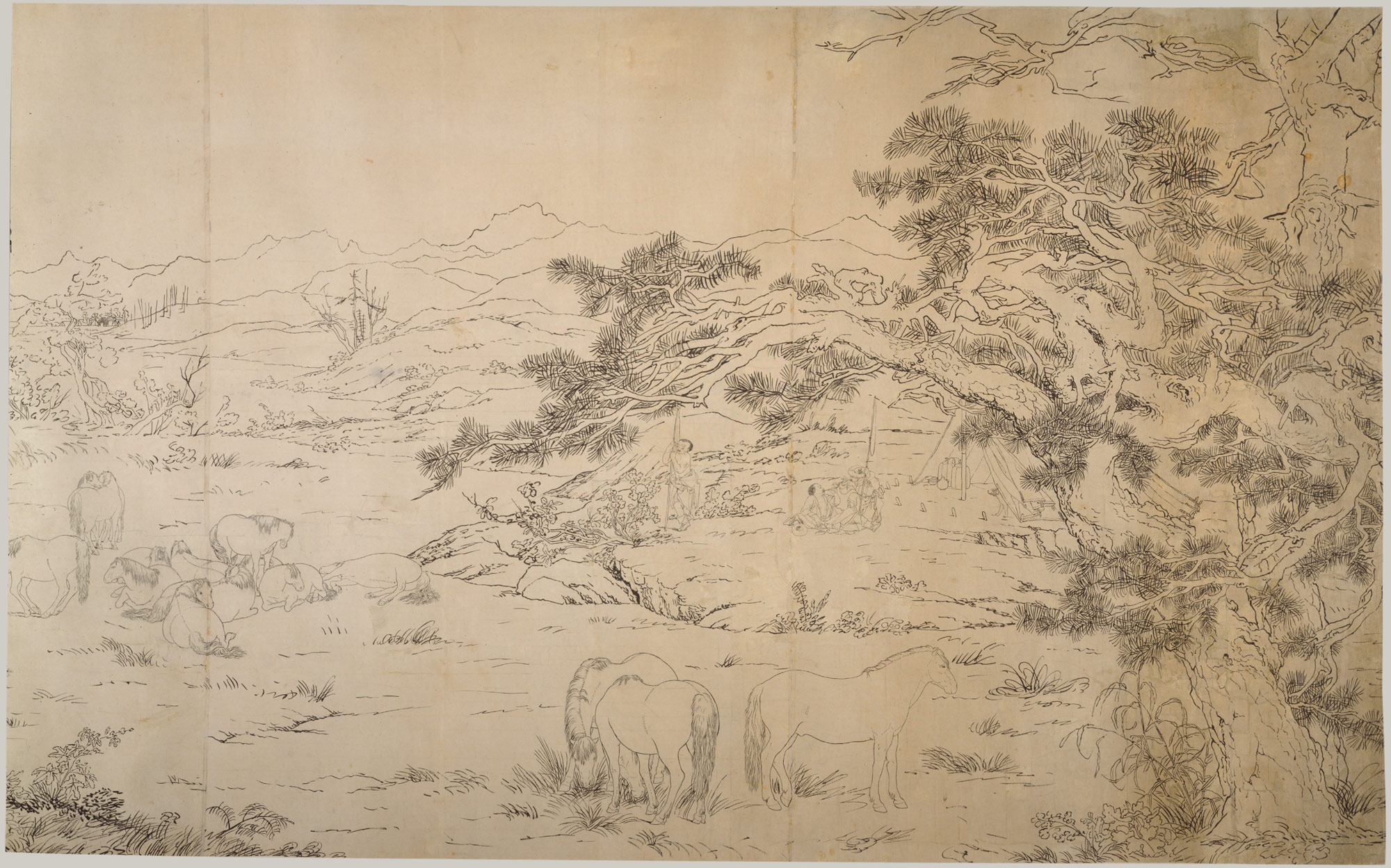 2000x1248 One Hundred Horses Giuseppe Castiglione 1991.134 Work Of Art - 100 Horses Painting