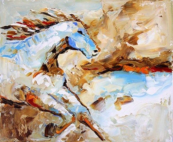600x495 Summer Horse 45 By Texas Artist Laurie Pace 100 Horses For 100 - 100 Horses Painting