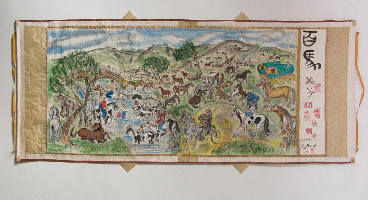 1500x814 Two Crows Picture Page - 100 Horses Painting