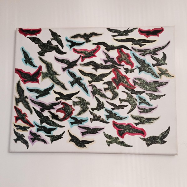 600x600 Hand Painted 100 Birds On Canvas Miss Feng Shui - 100 Painting