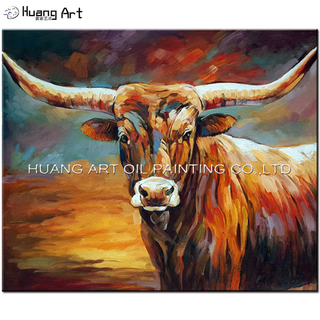 640x640 100% Handmade Bull Oil Painting By Skill Painter Brown Animal Oil - 100 Painting