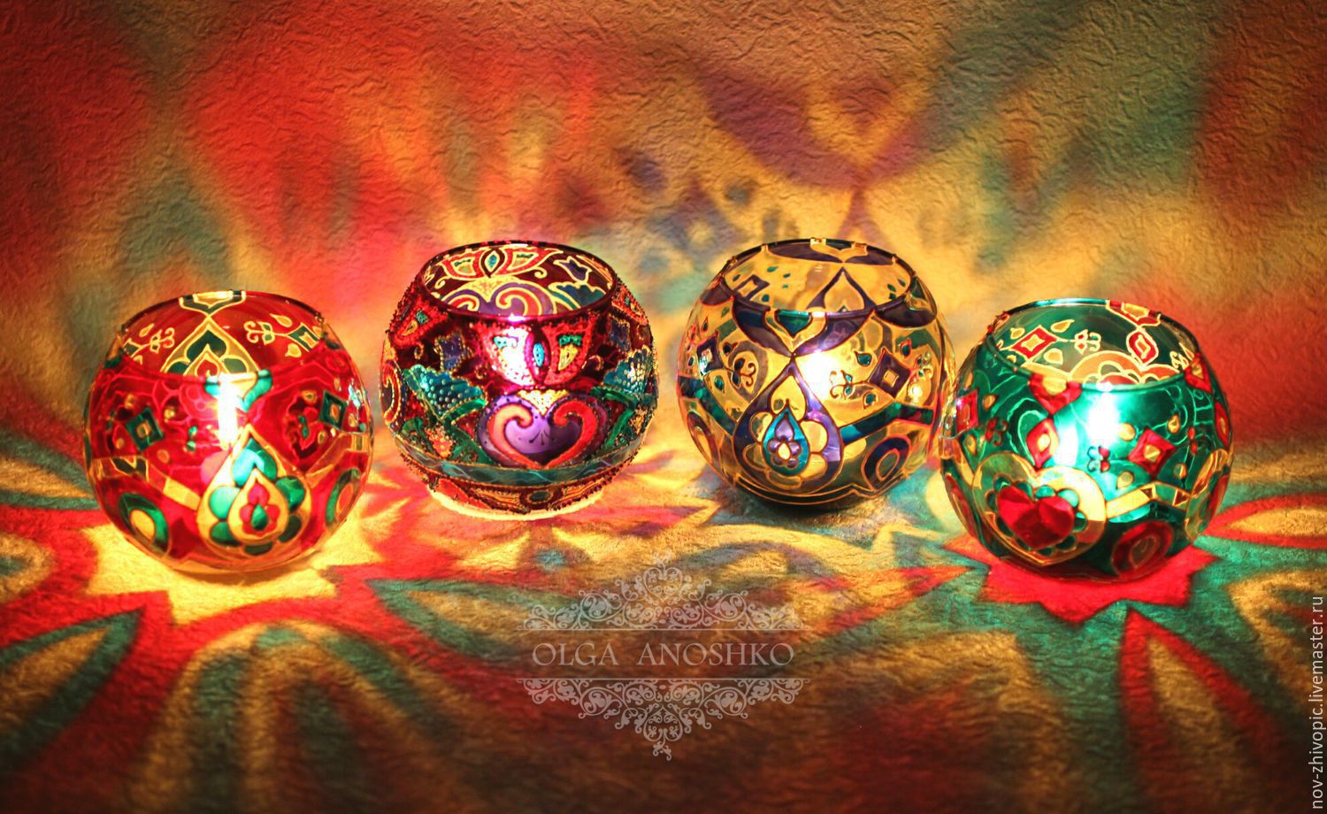 1500x920 Vase Candle Holder 1001 Nights. Stained Glass Painting. Olga - 1001 Nights Painting