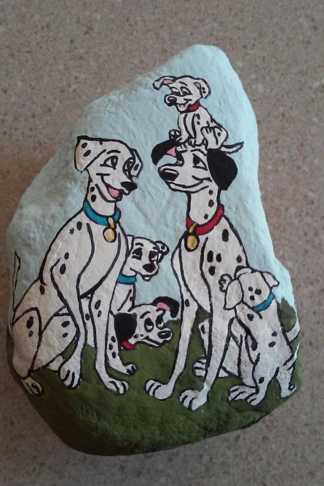 667x1000 Original Hand Painted Acryl River Rock 101 Dalmatians Pongo - 101 Dalmatians Painting