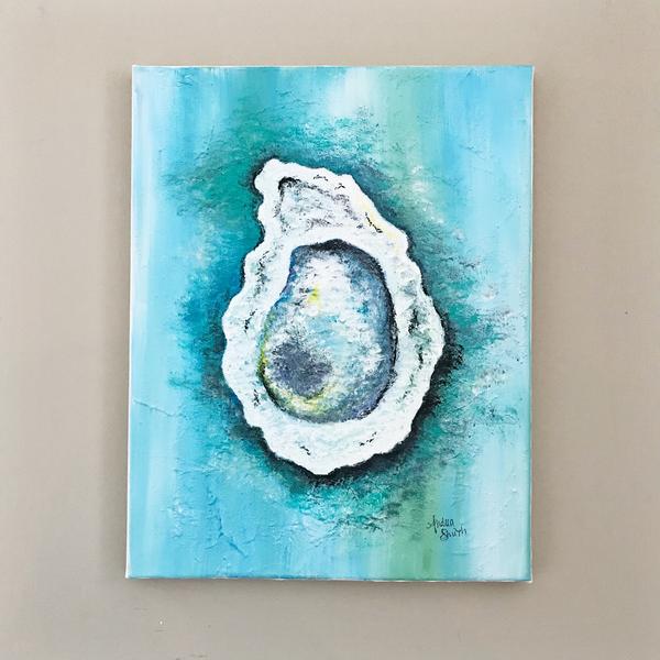 600x600 Blue Oyster 11x14 Mixed Media Painting - 11x14 Painting