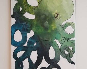 340x270 Jade Ombre Octopus 11x14 Painting Emma's Art - 11x14 Painting