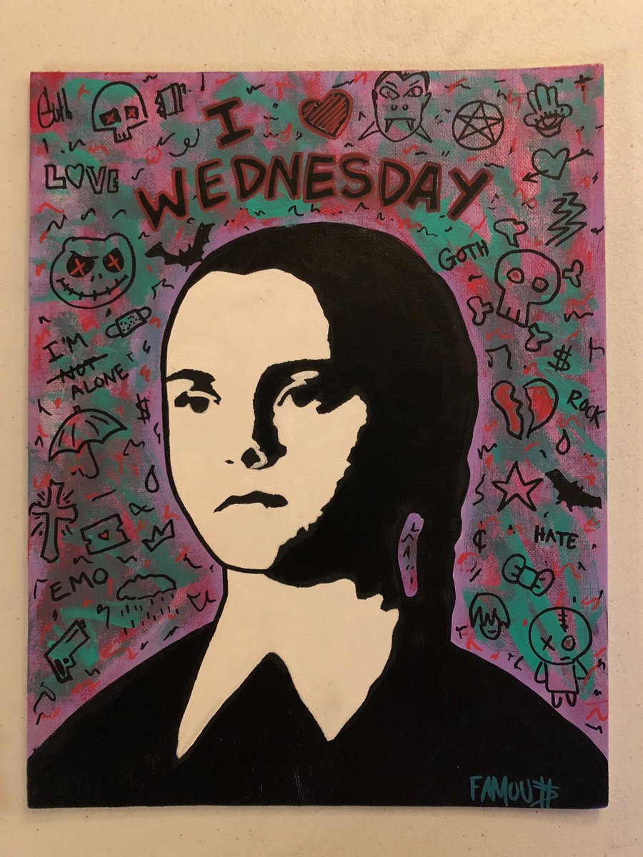 900x1200 John Famous Art On Twitter Wednesday From Addams Family 11x14 - 11x14 Painting