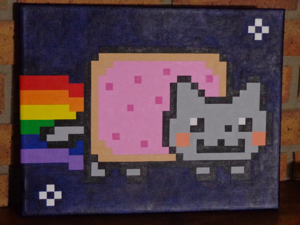 600x450 Nyan Cat 11x14 Pixel Art Painting By Thepixeldad - 11x14 Painting