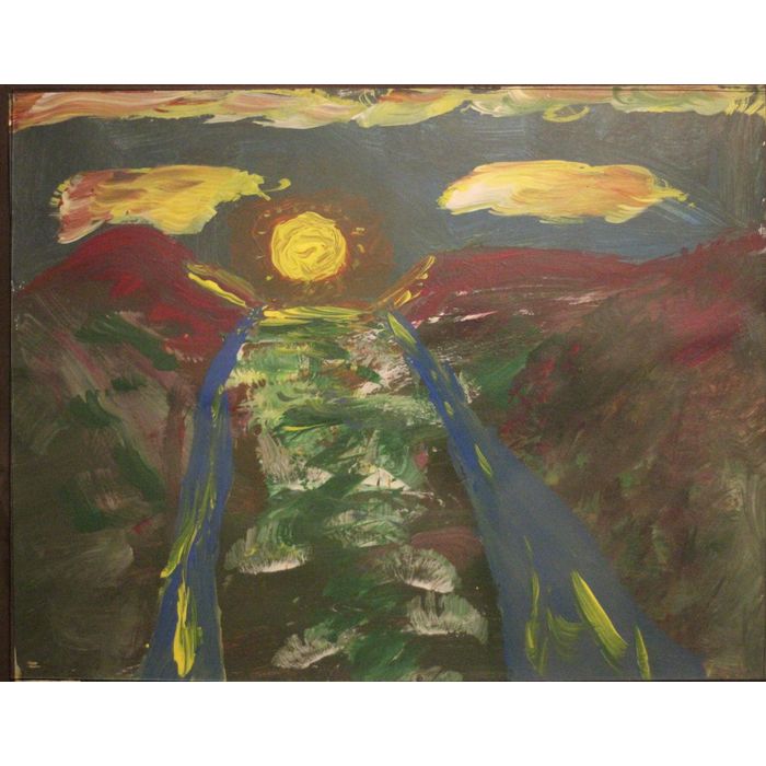 700x700 Original Acrylic Painting 11x14 Perculiar Abstract Of A Sunrise - 11x14 Painting