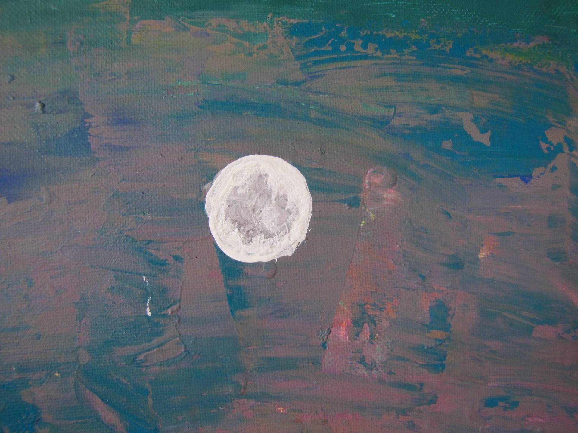 1920x1440 Saatchi Art 5a. Moon Cloud 11x14 Painting By Lonnie Benzel - 11x14 Painting