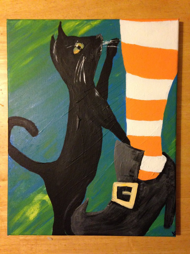 774x1032 11x14 Acrylic Painting Familar And Witch By Jillgstudios - 11x14 Painting