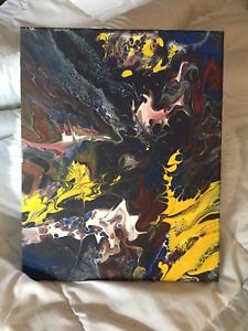 225x300 Acrylic Pour Painting On Canvas Abstract Original Fluid Painting - 11x14 Painting