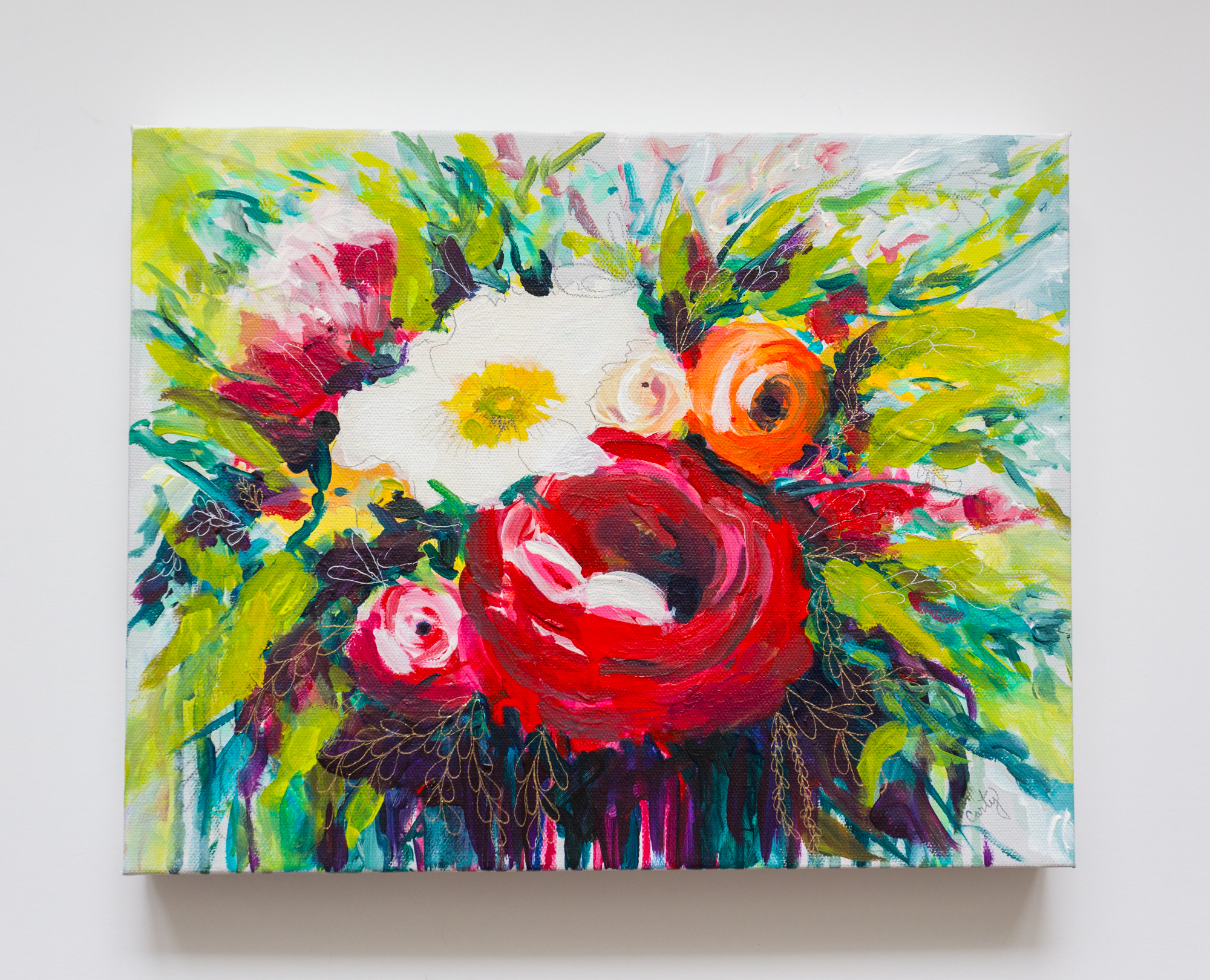 2000x1620 Bam, 11x14 Abstract Floral Painting Megan Carty Art - 11x14 Painting