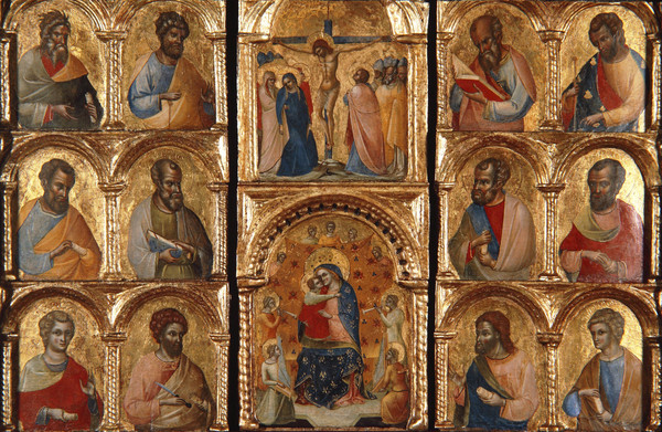 600x391 Lorenzo Veneziano Madonna And Child With Angels, The Crucifixion - 12 Apostles Painting