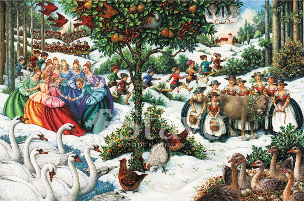 1000x660 Twelve Days Of Christmas, A Traditional Puzzle - 12 Days Of Christmas Painting