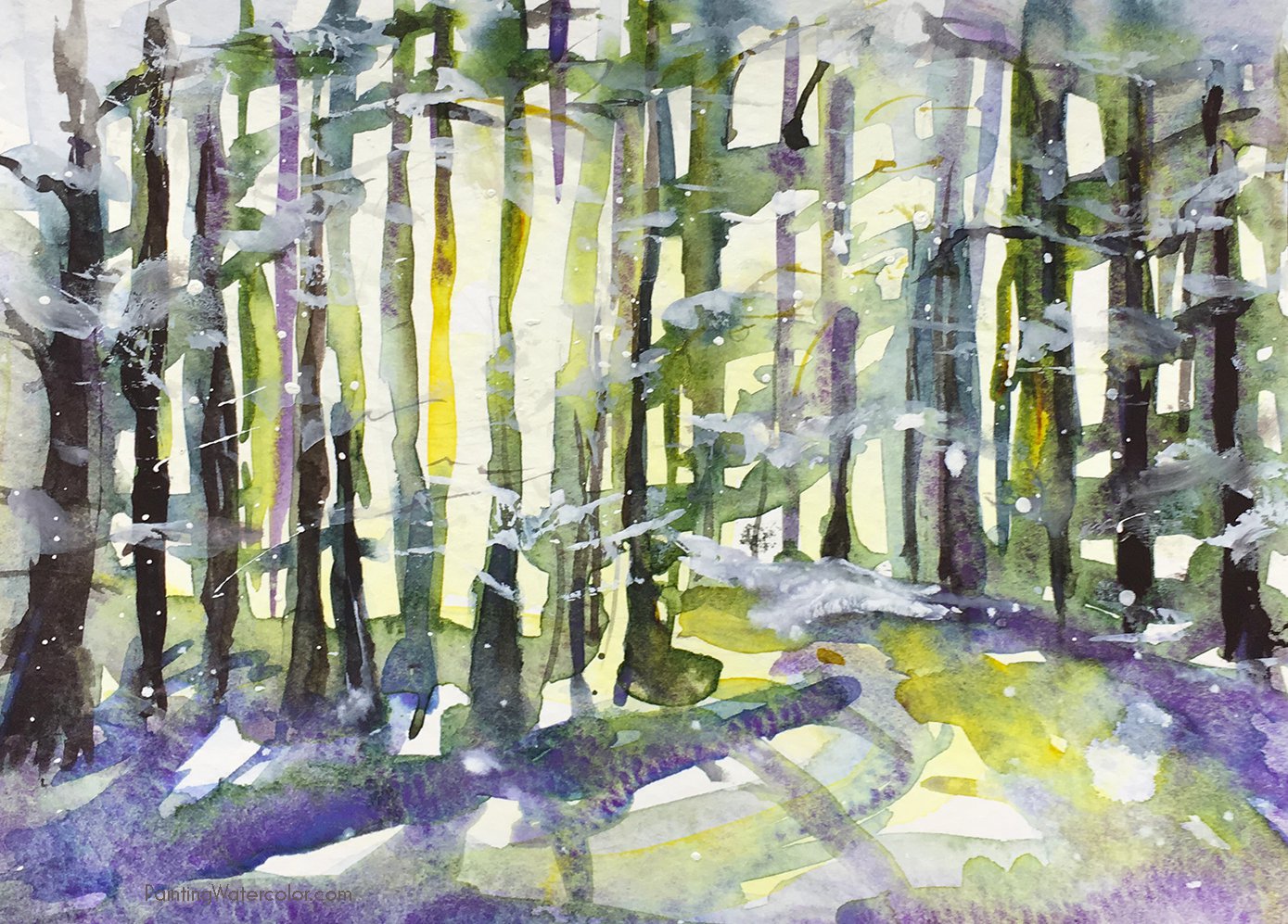1389x997 12 Days Of Christmas Cards, Snowy Woods - 12 Days Of Christmas Painting