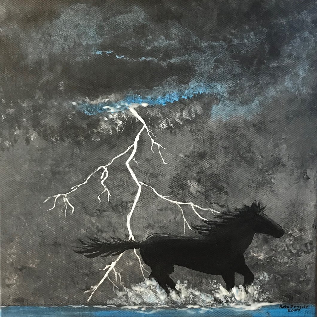 1060x1058 Thunder Glow In The Dark Horse Painting 12 X 12 Soul Bridge - 12 Painting