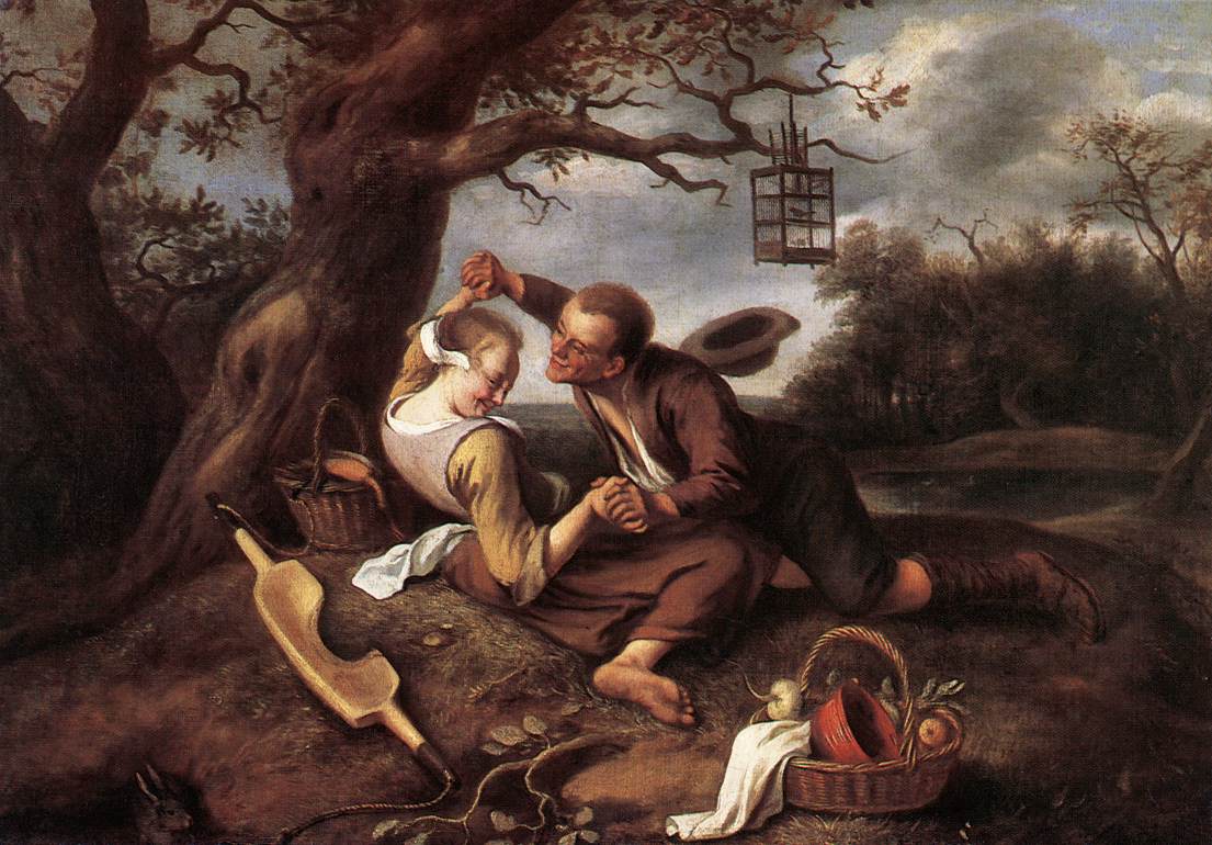 1105x770 Merry Couple Painting Jan Steen Oil Paintings - 1600s Painting