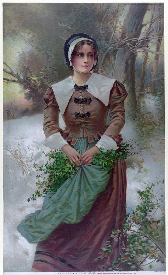 552x900 Moran Puritan Woman Painting By Granger - 1600s Painting